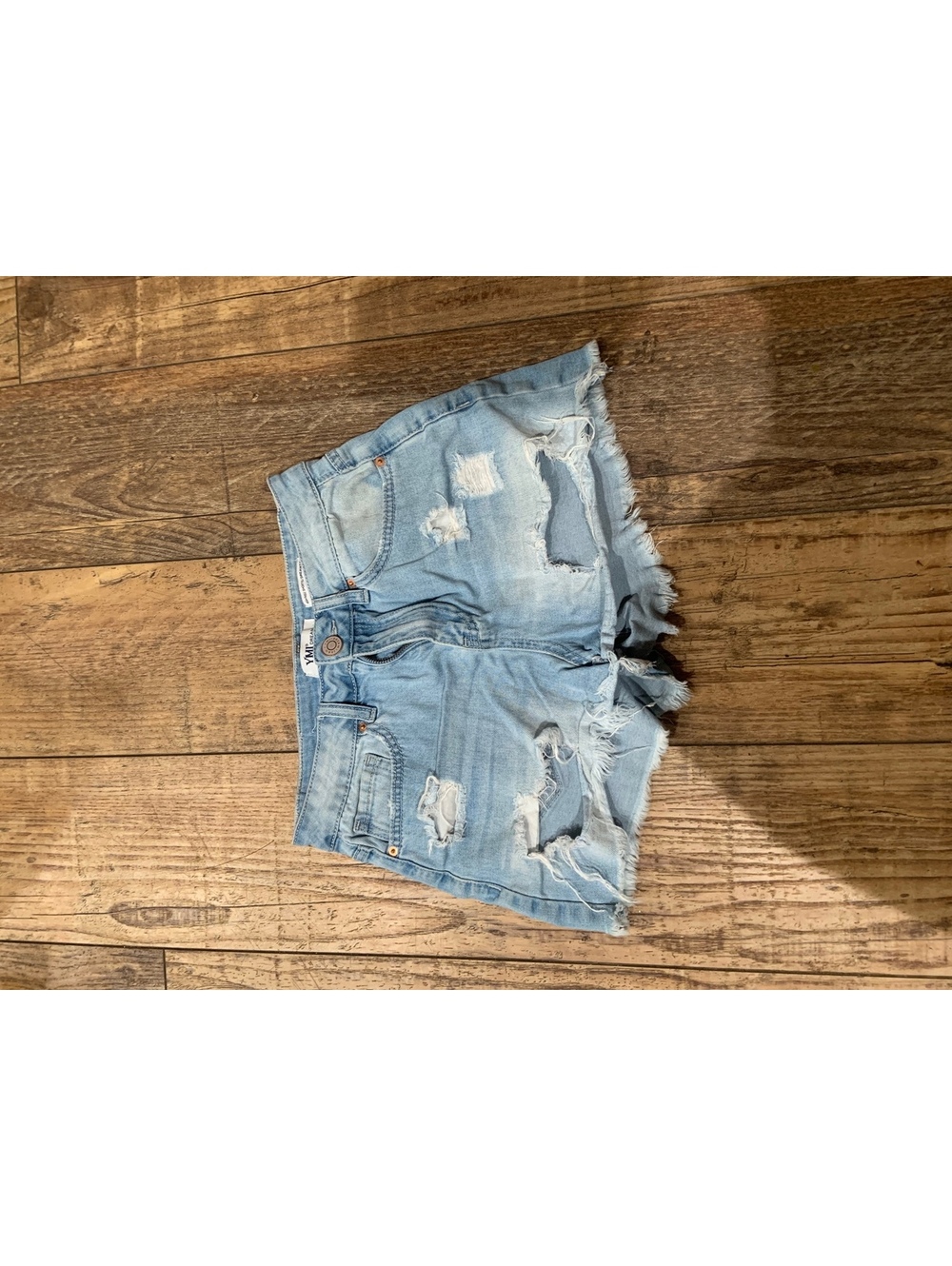 YMI Dream Light Wash Distressed Denim Shorts